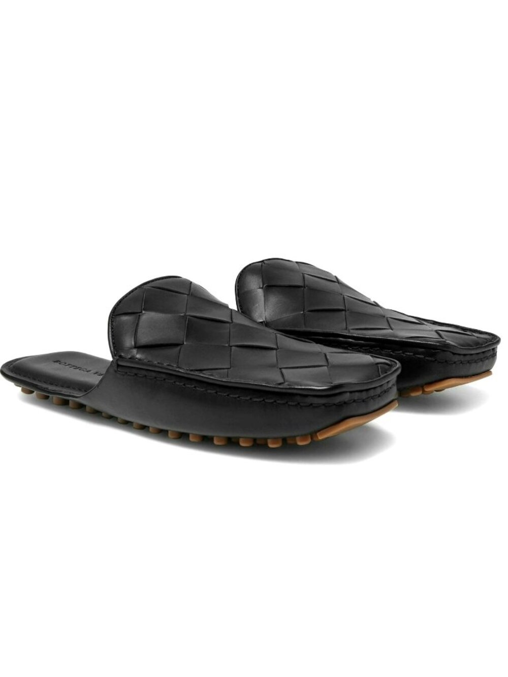Bottega Veneta Weave Black Leather Slip On Driver Mule Loafer Shoes IT 37.5 US 7